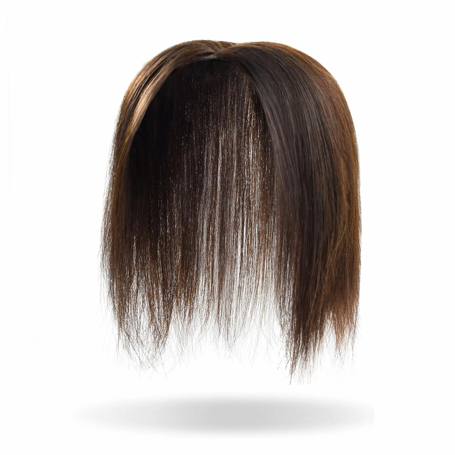 Clip in Human Hair Toppers Seamless Hairpiece Toupee for Women Lace Base Topper for Thicking Hair Natural Natural Medium Brown 6 Inch