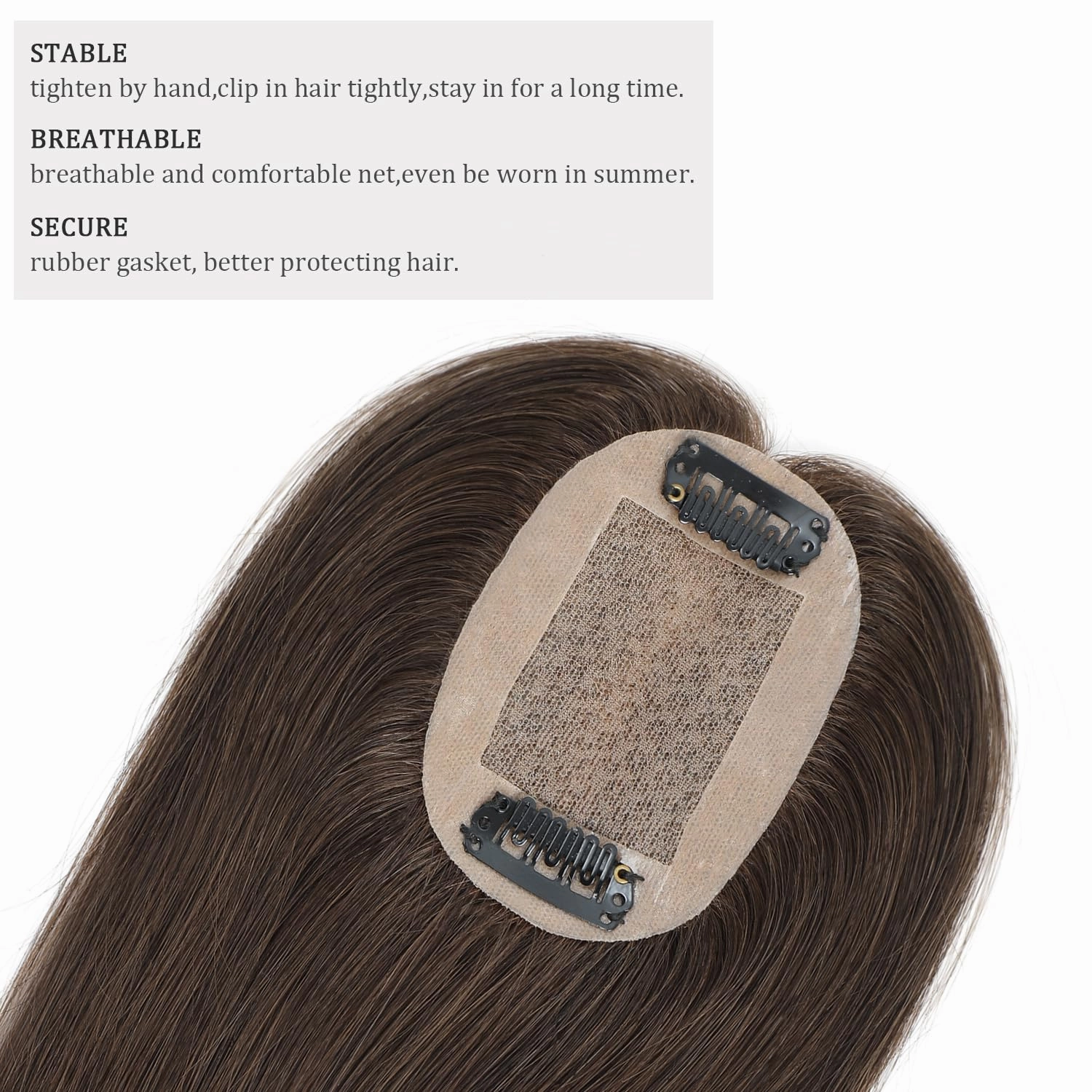 Clip in Human Hair Toppers Seamless Hairpiece Toupee for Women Lace Base Topper for Thicking Hair Natural Natural Medium Brown 6 Inch