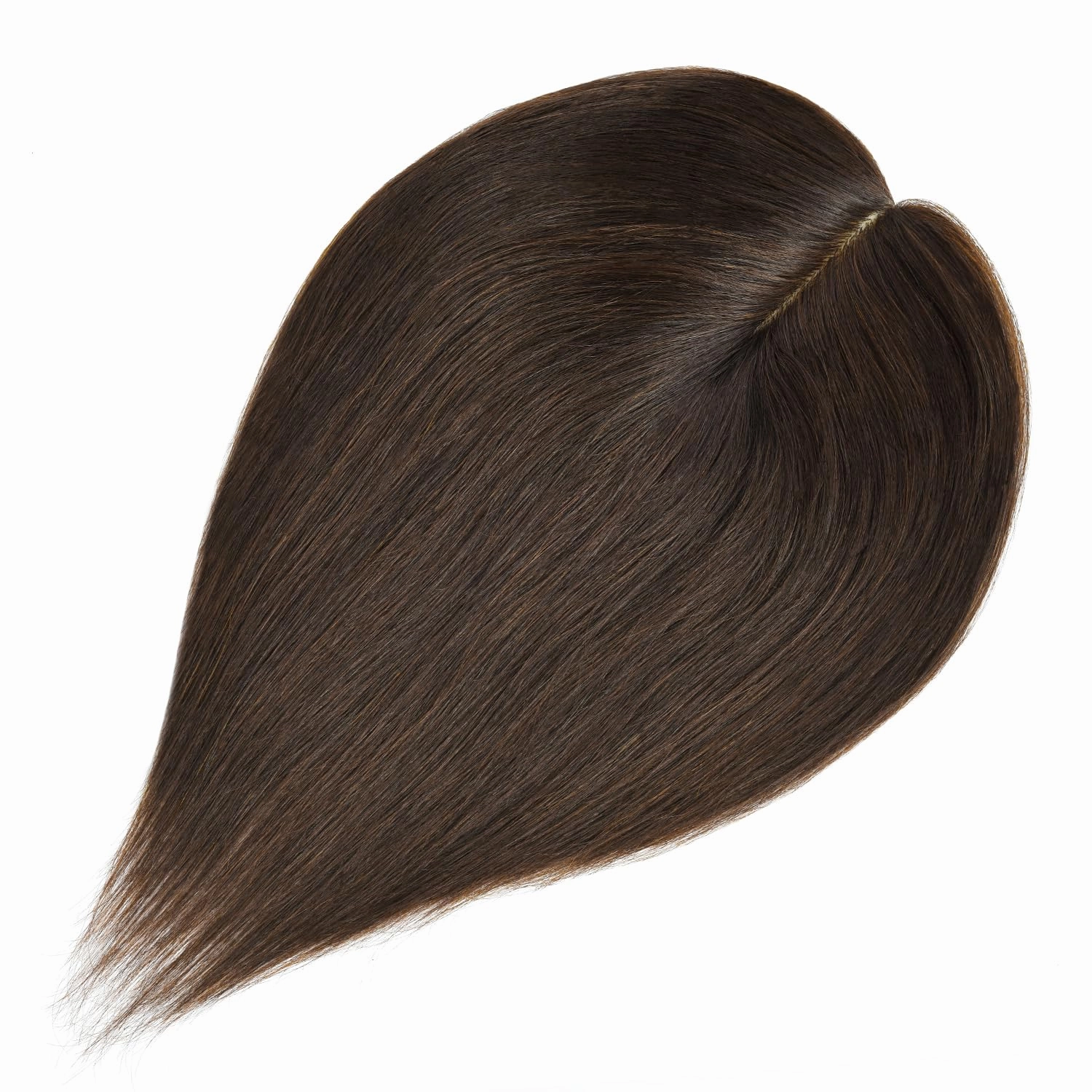 Clip in Human Hair Toppers Seamless Hairpiece Toupee for Women Lace Base Topper for Thicking Hair Natural Natural Medium Brown 6 Inch