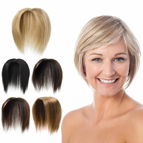 Clip in Human Hair Toppers Seamless Hairpiece Toupee for Women Lace Base Topper for Thicking Hair Natural Natural Medium Brown 6 Inch