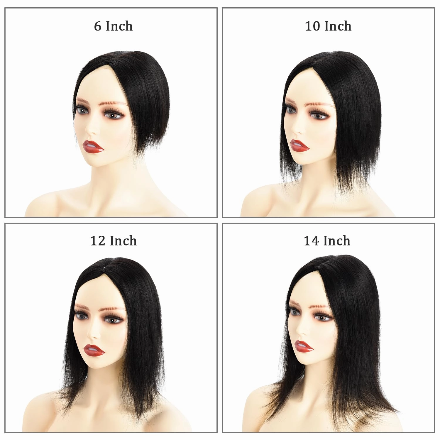 Clip in Human Hair Toppers Seamless Hairpiece Toupee for Women Lace Base Topper for Thicking Hair Natural Short Hair 6 Inch