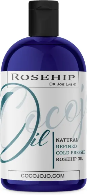 Cocojojo Rosehip Oil, Rose Oil, Pure Refined Cold Pressed All Natural for Hair, Skin, Face, Body, Nails - 8 Oz