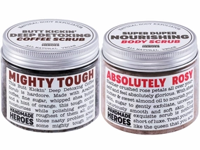 Coffee Scrub and Rose Petal Foot & Body Exfoliator Bundle - 100% Natural Sugar Body Scrub for Toning Cellulite Skin Care by Handmade Heroes