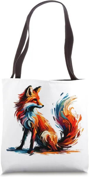 Colorful Impressionism Style Animal Lover Red Fox Tote Bag