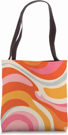 Colorful Abstract Swirl Pattern Bold Groovy Wave Tote Bag