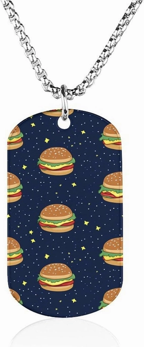 Cosmic Hamburger Memorial Necklace Personalized for Women Men Square Titanium Steel Chains Picture Pendant Jewelry Gift
