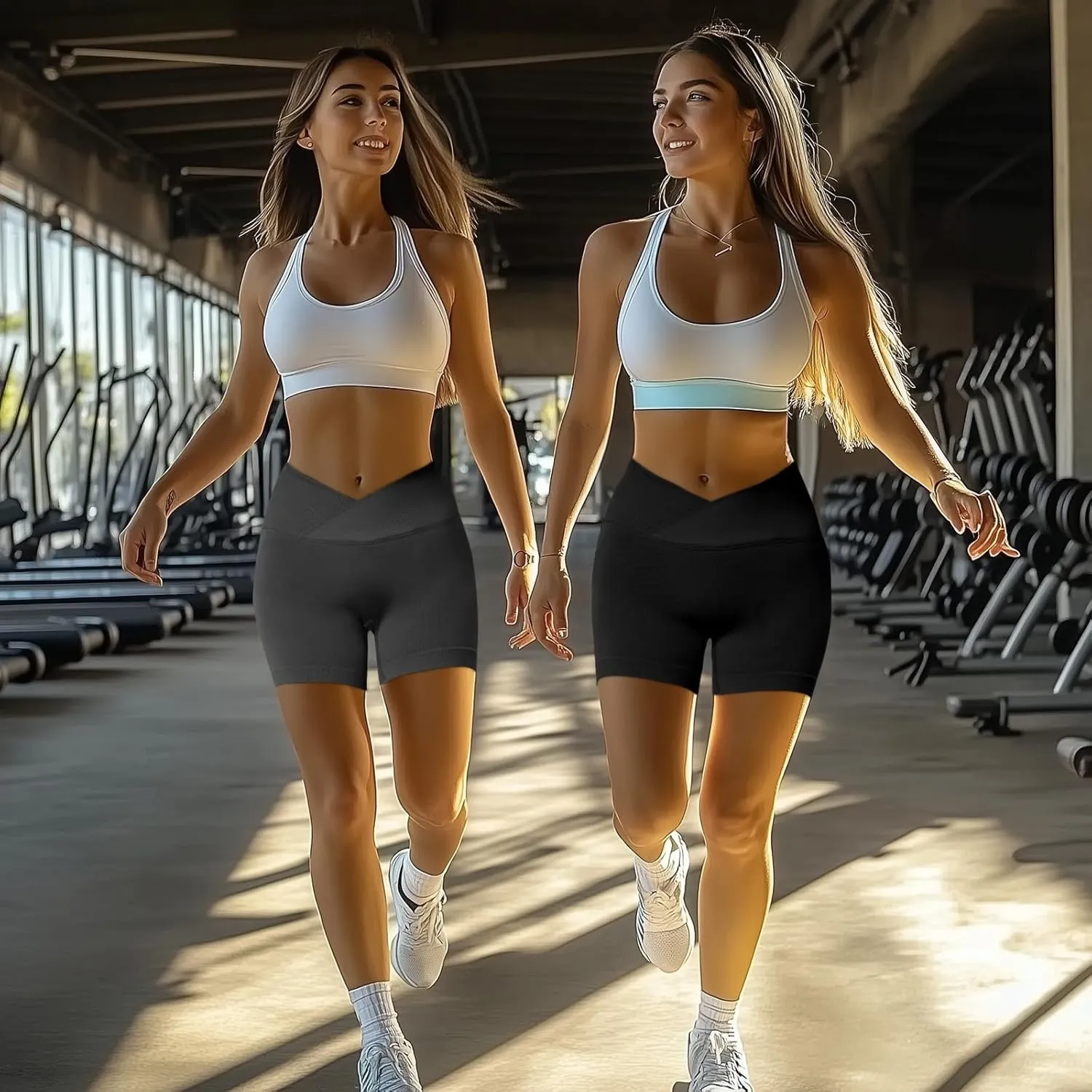 Coume 3 Pack Workout Shorts for Women Waist Seamless High Cross Scrunch Butt Lifting Biker Gym Yoga Athletic Booty Shorts