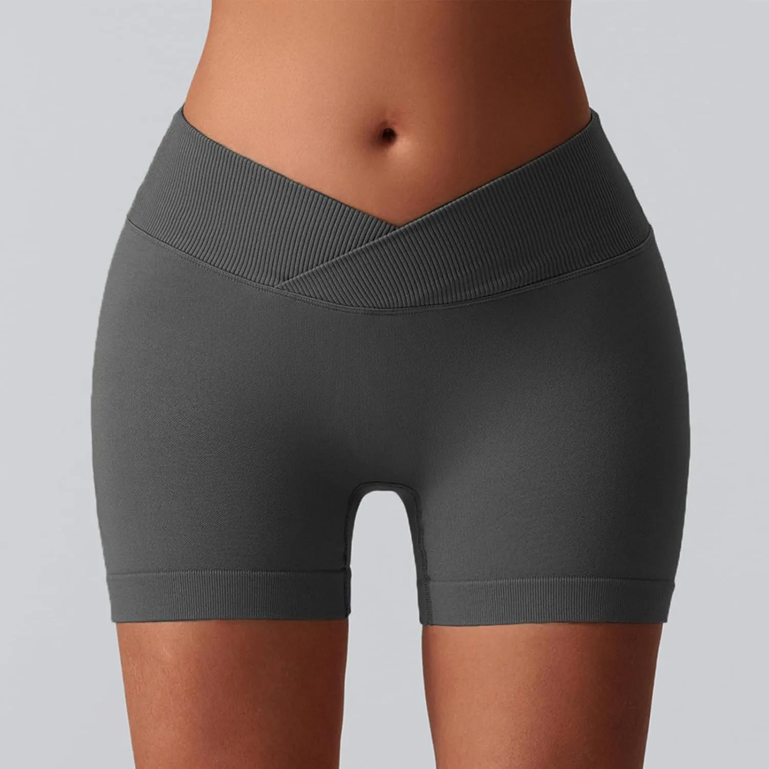 Coume 3 Pack Workout Shorts for Women Waist Seamless High Cross Scrunch Butt Lifting Biker Gym Yoga Athletic Booty Shorts