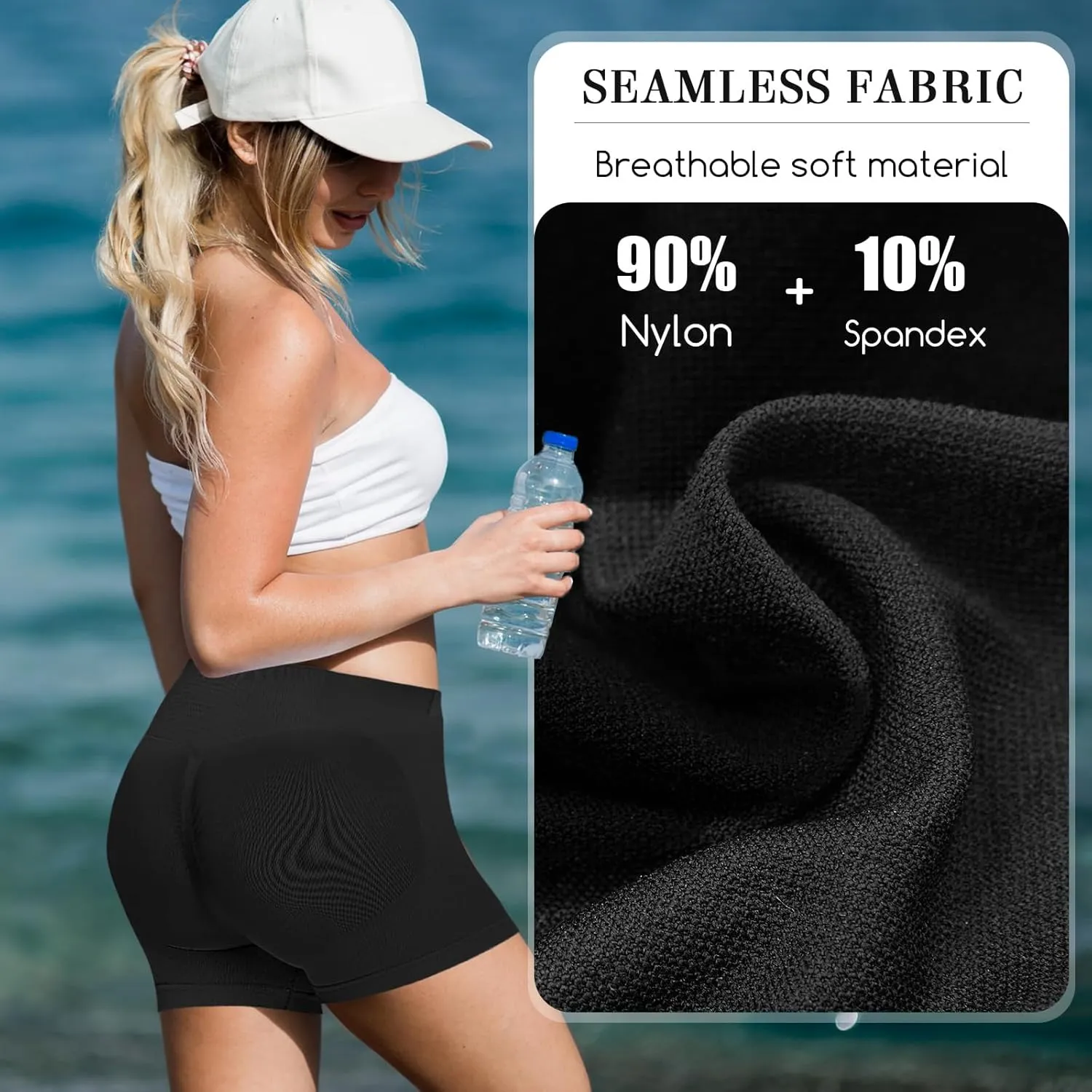 Coume 3 Pack Workout Shorts for Women Waist Seamless High Cross Scrunch Butt Lifting Biker Gym Yoga Athletic Booty Shorts