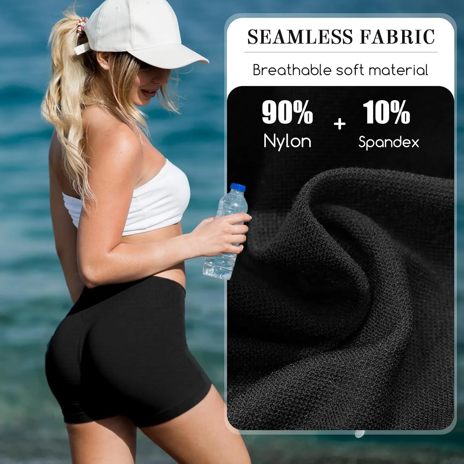 Coume 3 Pack Workout Shorts for Women Waist Seamless High Cross Scrunch Butt Lifting Biker Gym Yoga Athletic Booty Shorts