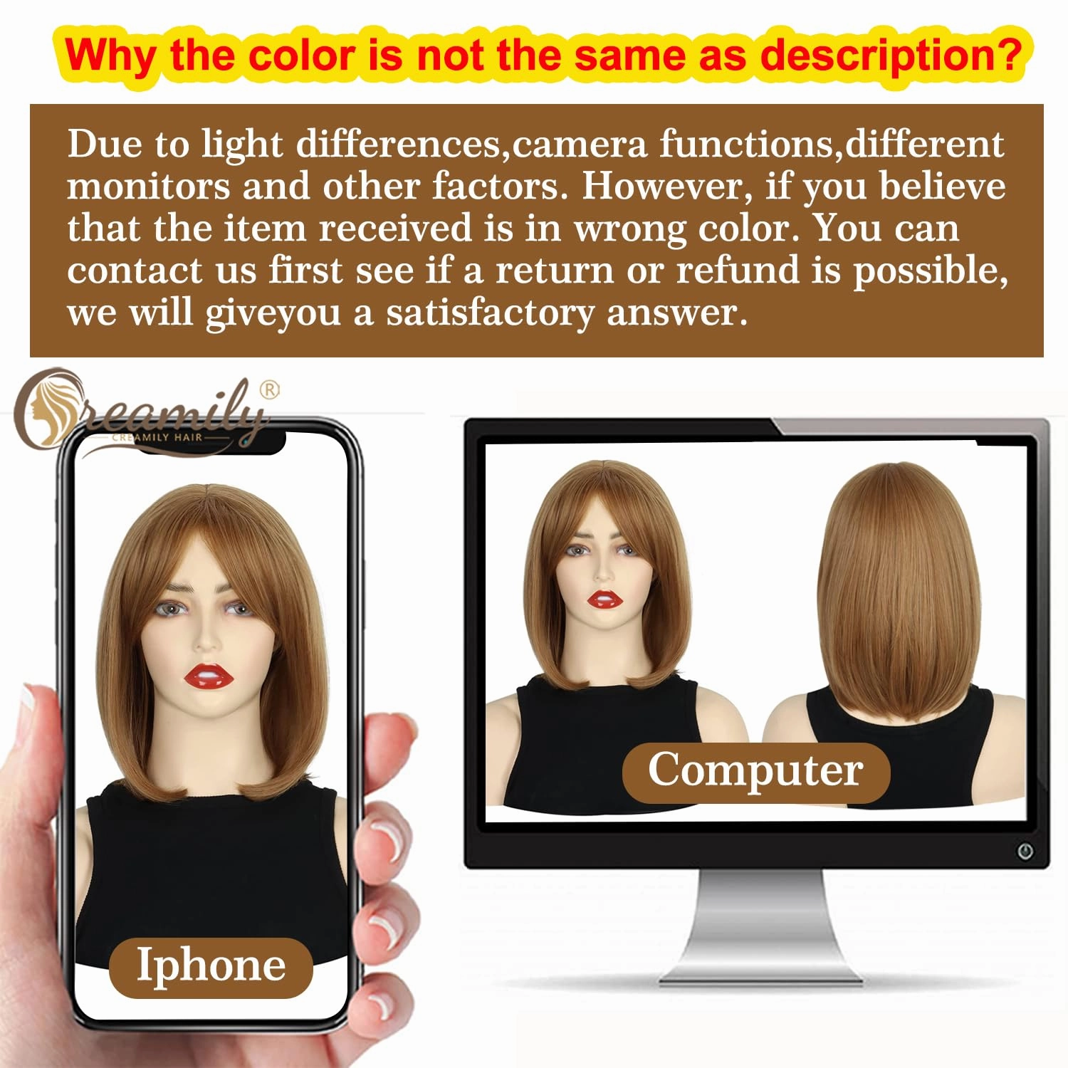 Creamily 12 Inch Short Strawberry Blonde Wigs with Bangs Medium Length Blonde Straight Wig Synthetic Hair Replacement Wig for Women Daily Wear Cosplay Halloween Costume Wigs