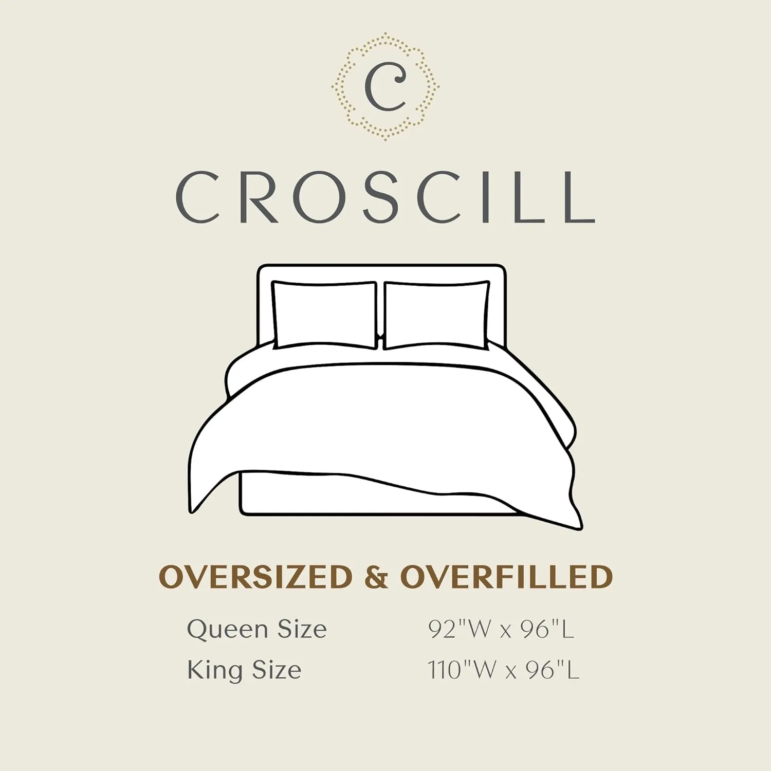 CROSCILL Queen Comforter Set, Luxe Chenille Jacquard Floral Medallion, Microfiber Twill Comforter for a Queen-Size Bed, Oversized Comforter Queen Bedding, 2 Shams & Bedskirt, Loretta, Beige 4 Piece