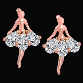 Crystal & 18K Rose Gold-Plated Ballerina Stud Earrings