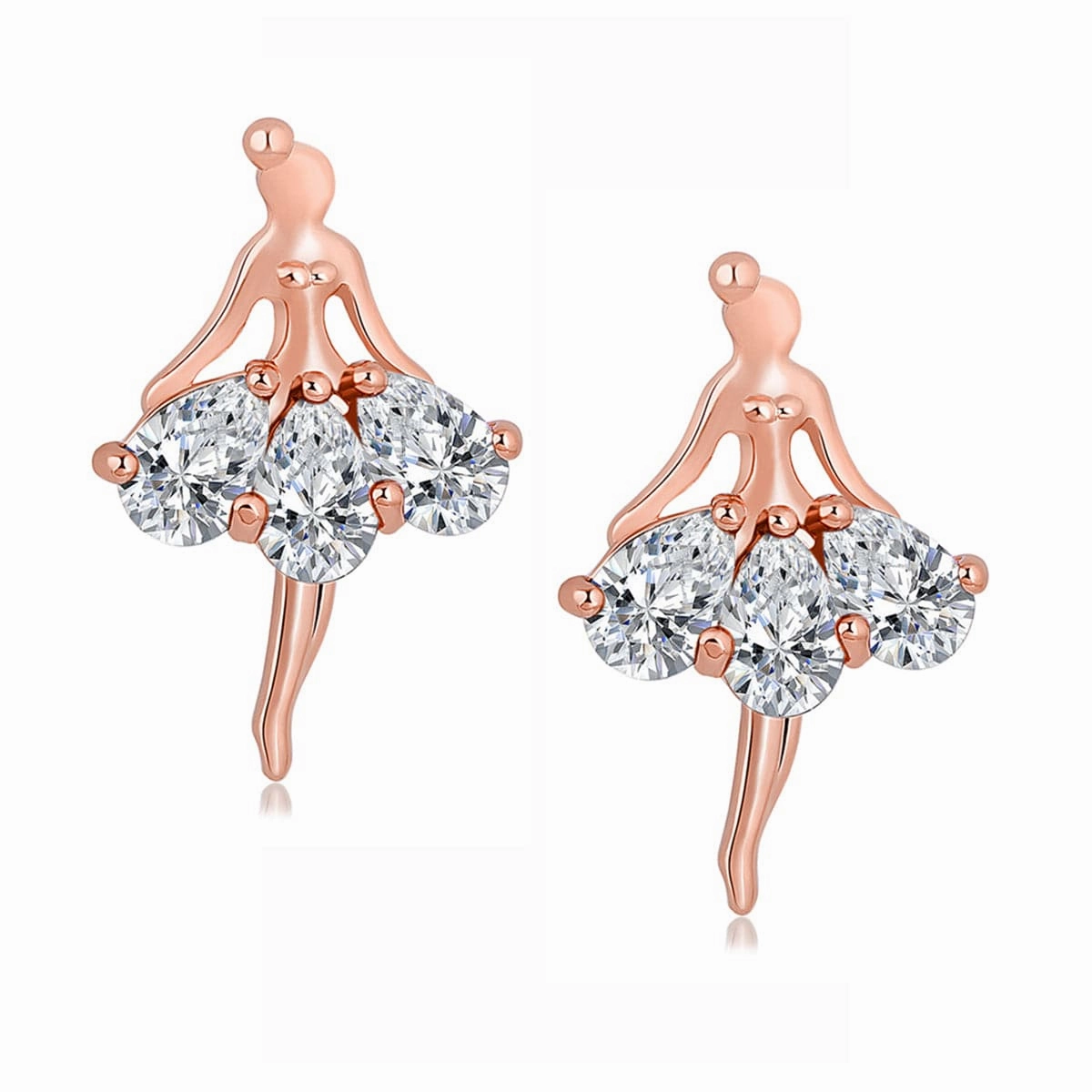 Crystal & 18K Rose Gold-Plated Ballerina Stud Earrings