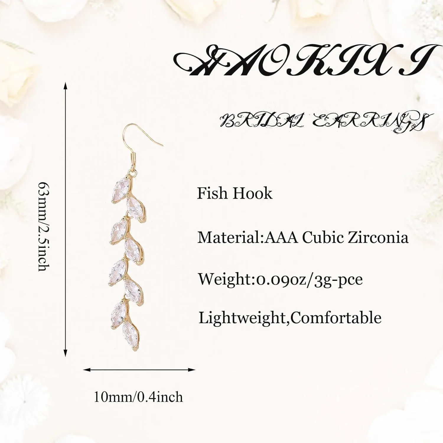 Cubic Zirconia Wedding Earrings for Bridal Bridesmaid Rhinestone Dangle Earrings Crystal Drop Earrings for Women Prom Party Jewelry Gifts