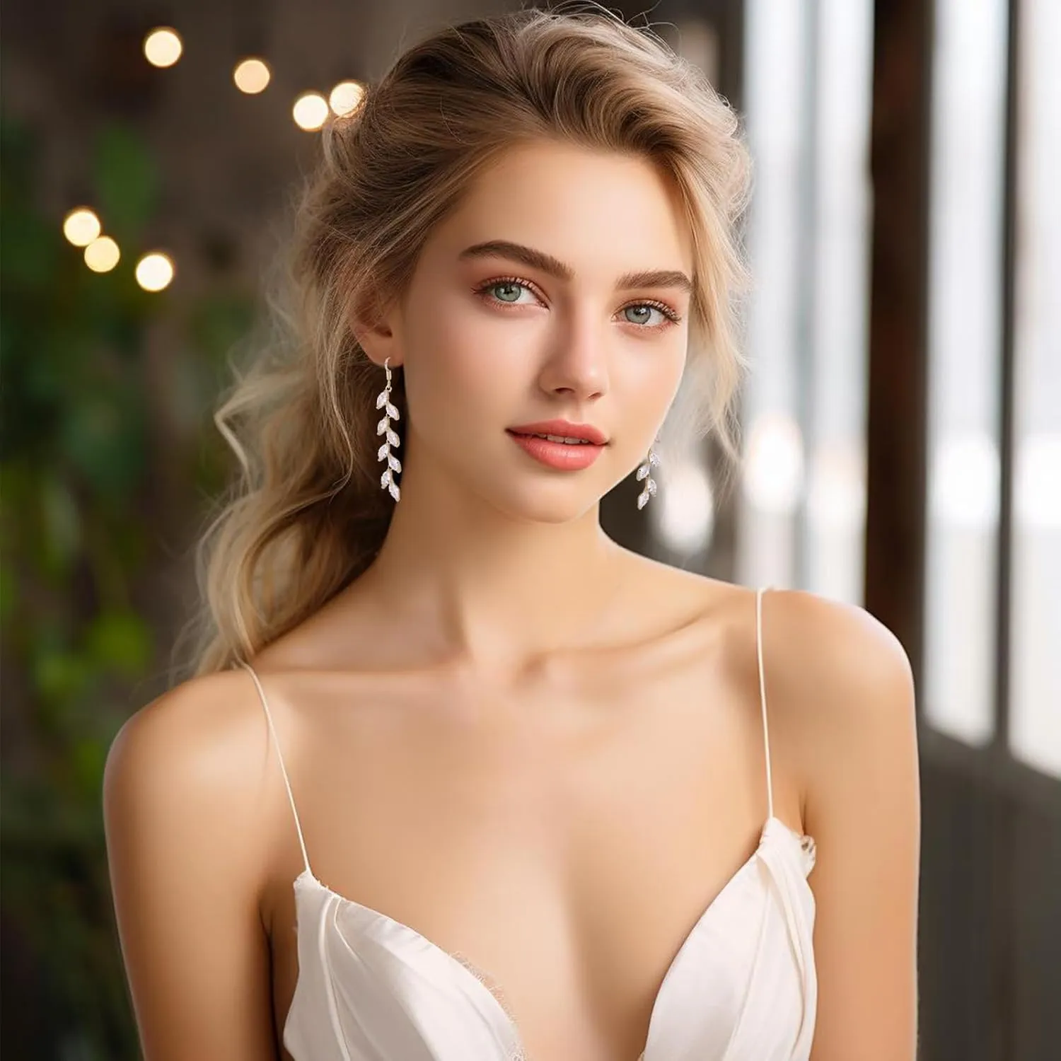 Cubic Zirconia Wedding Earrings for Bridal Bridesmaid Rhinestone Dangle Earrings Crystal Drop Earrings for Women Prom Party Jewelry Gifts