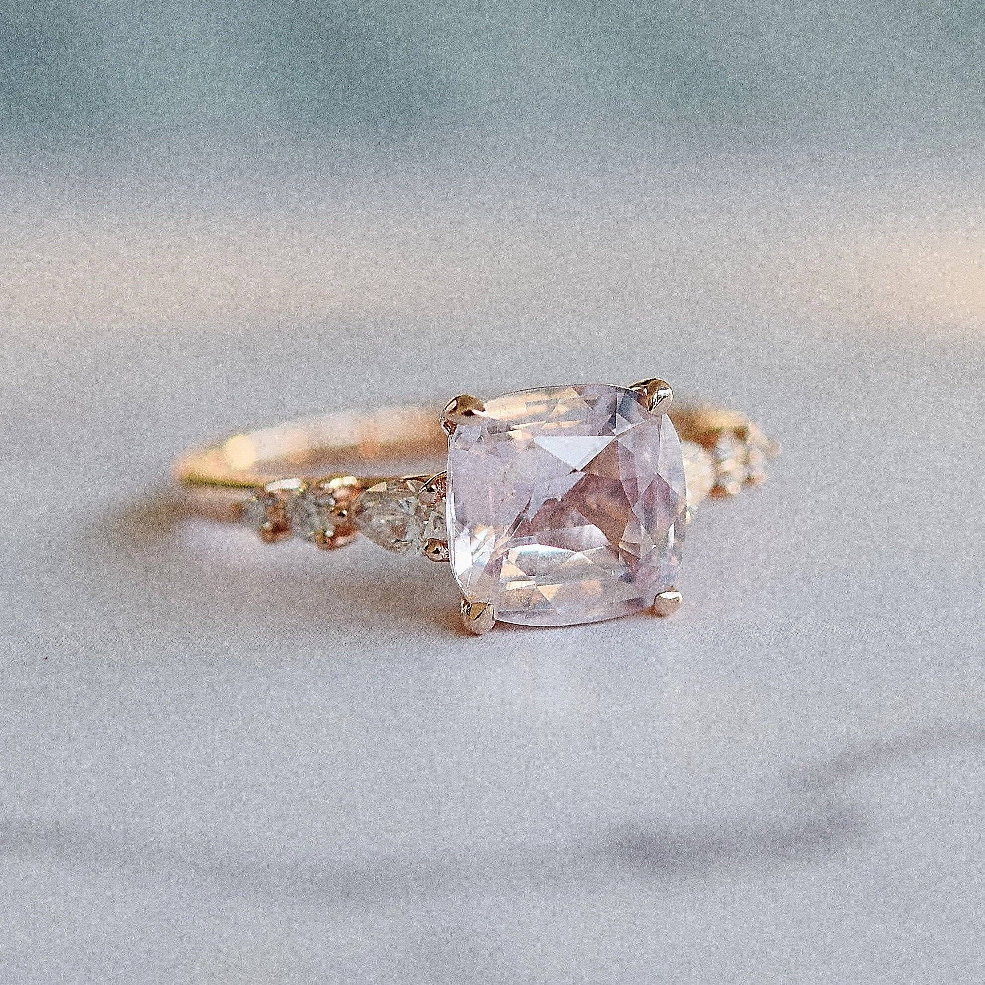 Cushion Blush Sapphire Ring