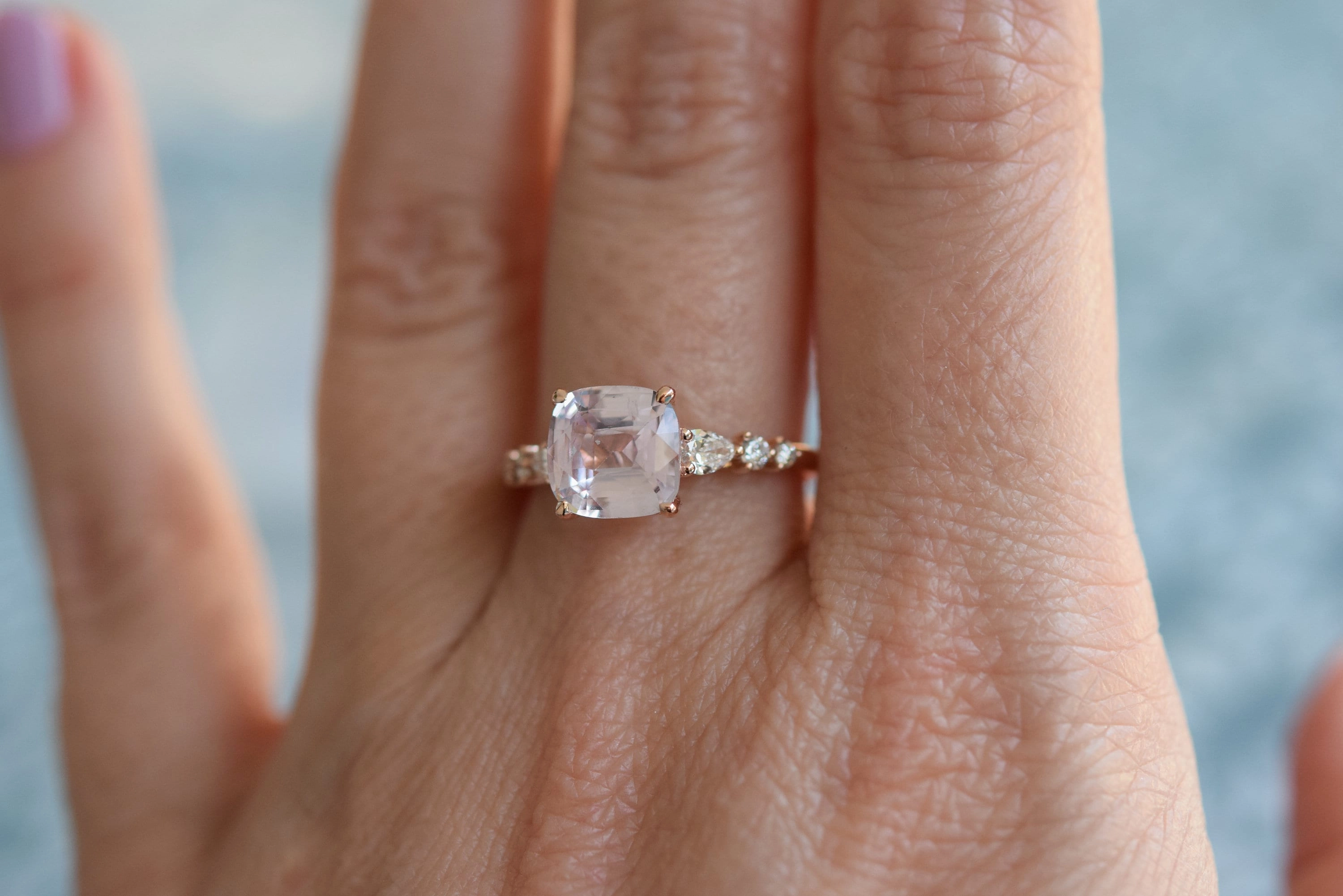 Cushion Blush Sapphire Ring