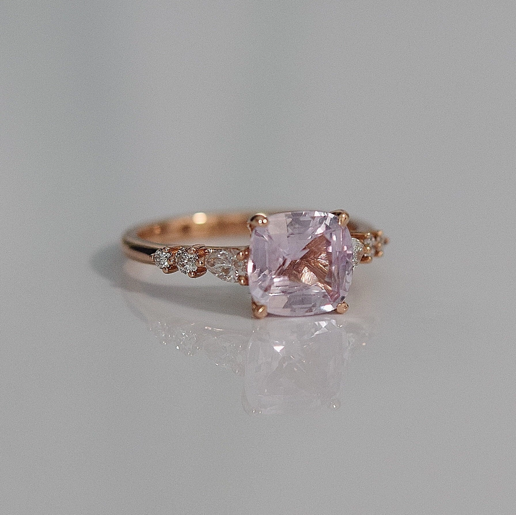Cushion Blush Sapphire Ring