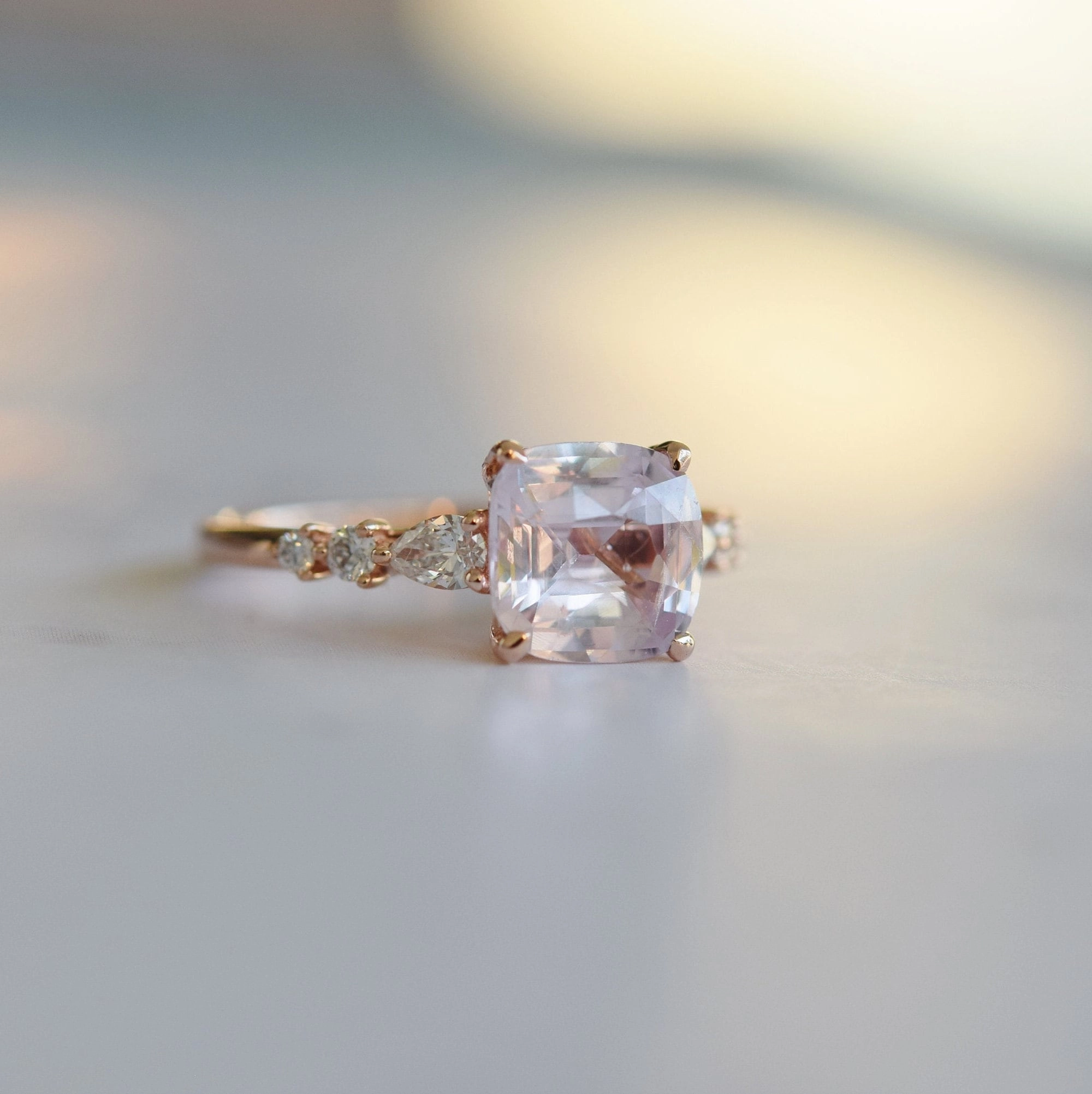 Cushion Blush Sapphire Ring