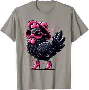 Cute Chic Chicken fashionista With Sunglasses For Girl Women T-Shirt