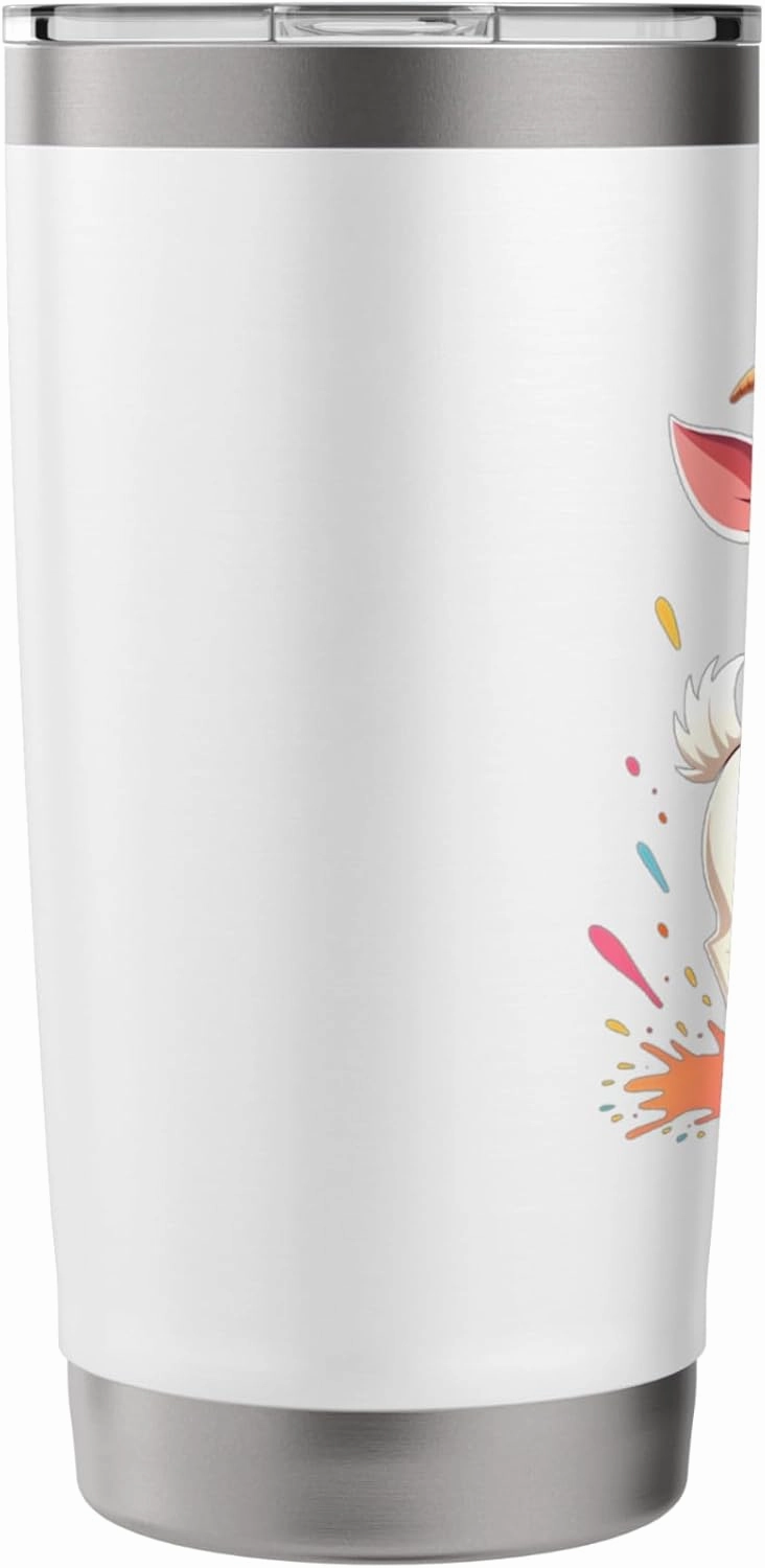 Cute Cartoon Goat with Colorful Splashes Stainless Steel Insulated Tumbler