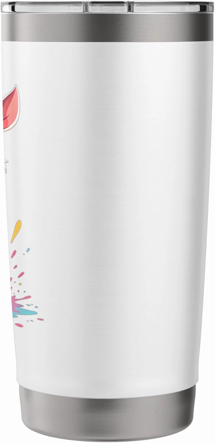Cute Cartoon Goat with Colorful Splashes Stainless Steel Insulated Tumbler