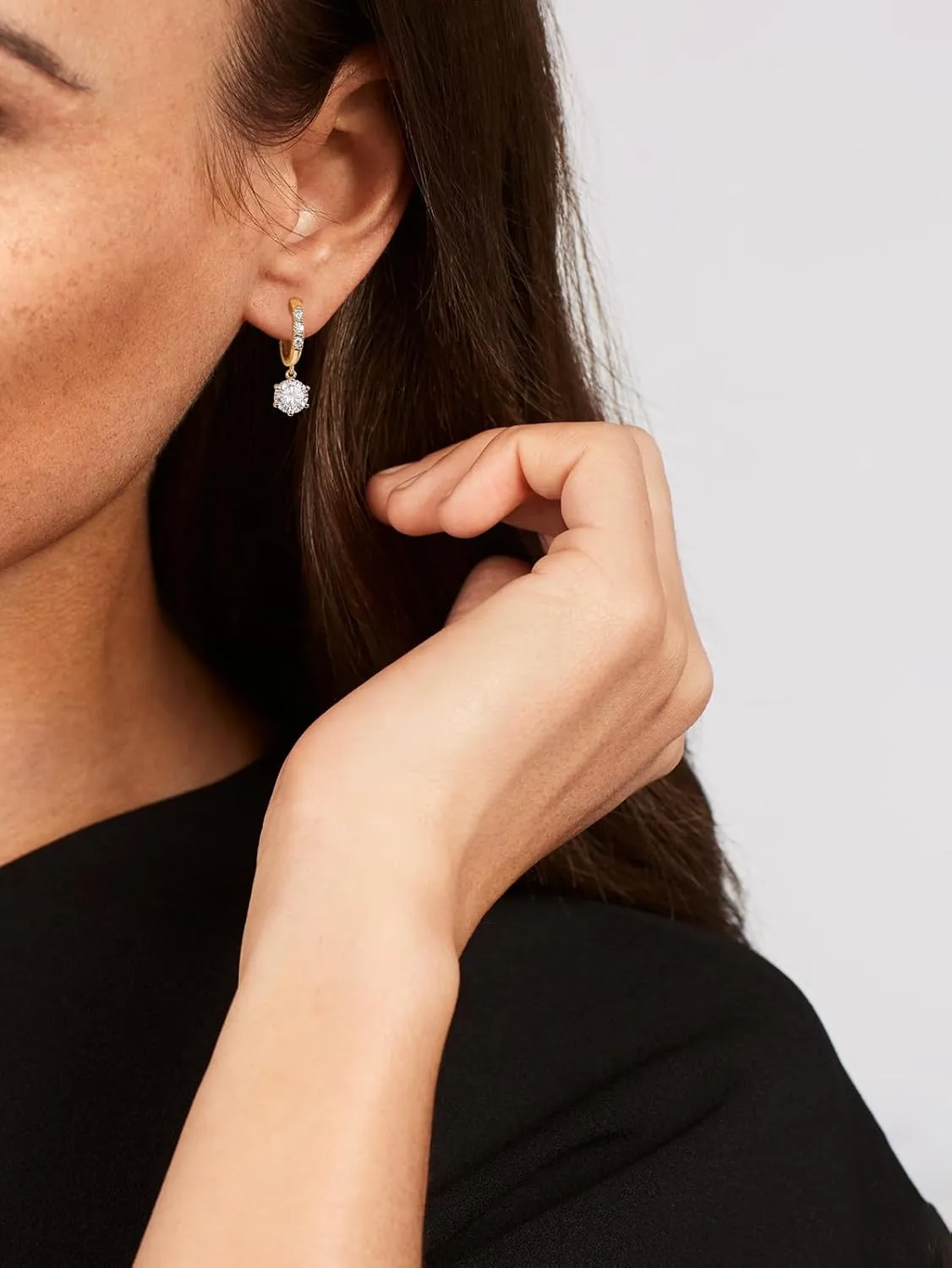 D Color VVS1 Clarity Moissanite Sparkle Dangle Hoop Earrings for Women, Radiant Cut/Pear Cut/Round Cut/Star/Sun, Solid 925 Sterling Silver, Anniversary Valentines Mother's Day Jewelry