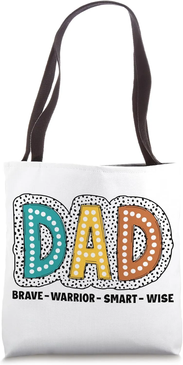Dad Fun Bold Dot Pattern Lettering Tote Bag