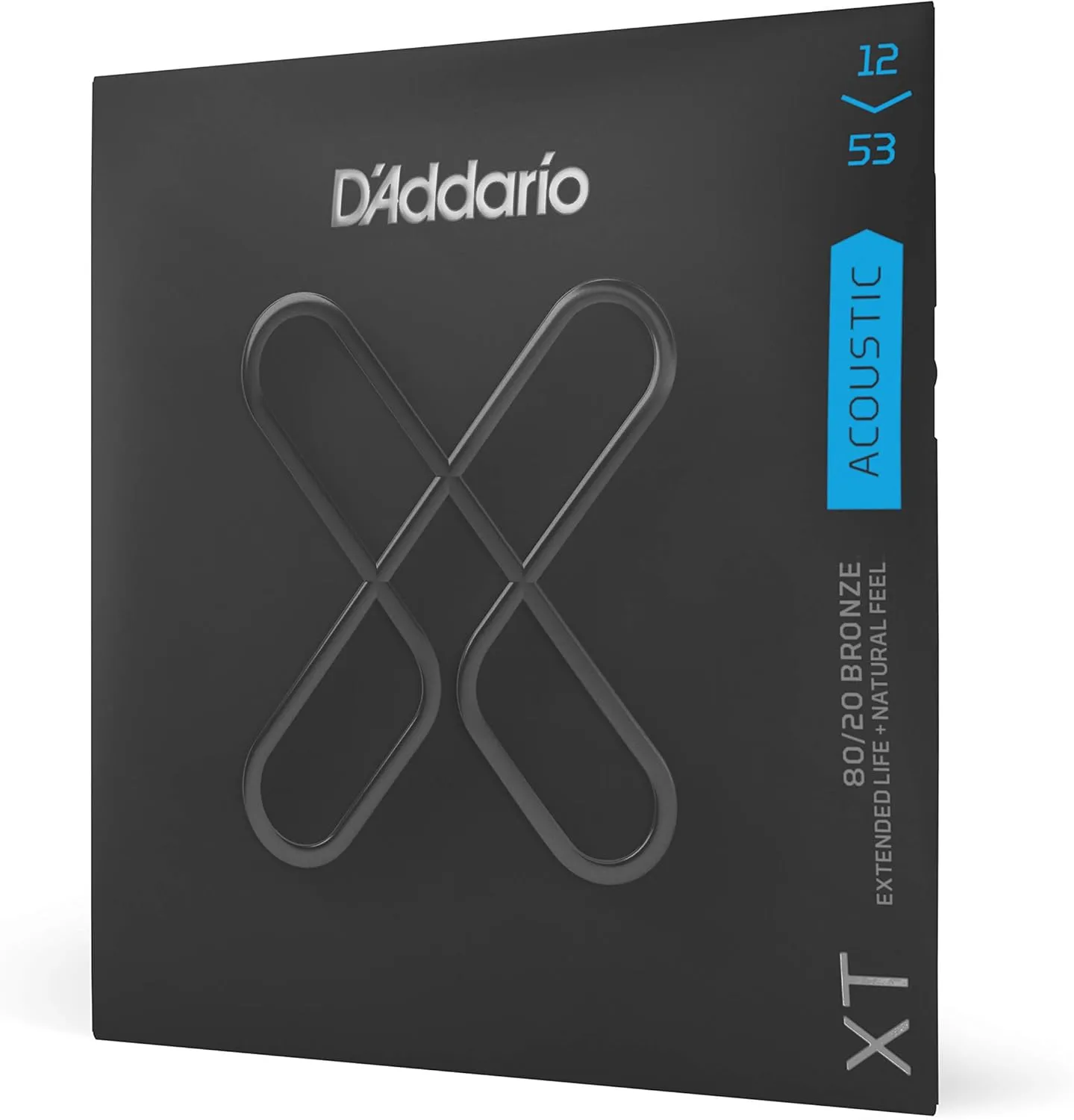 D'Addario Guitar Strings - XT 80/20 Bronze Coated Acoustic Guitar Strings - XTABR1253 - Extended String Life with Natural Tone & Feel - For 6 String Guitars - 12-53 Light