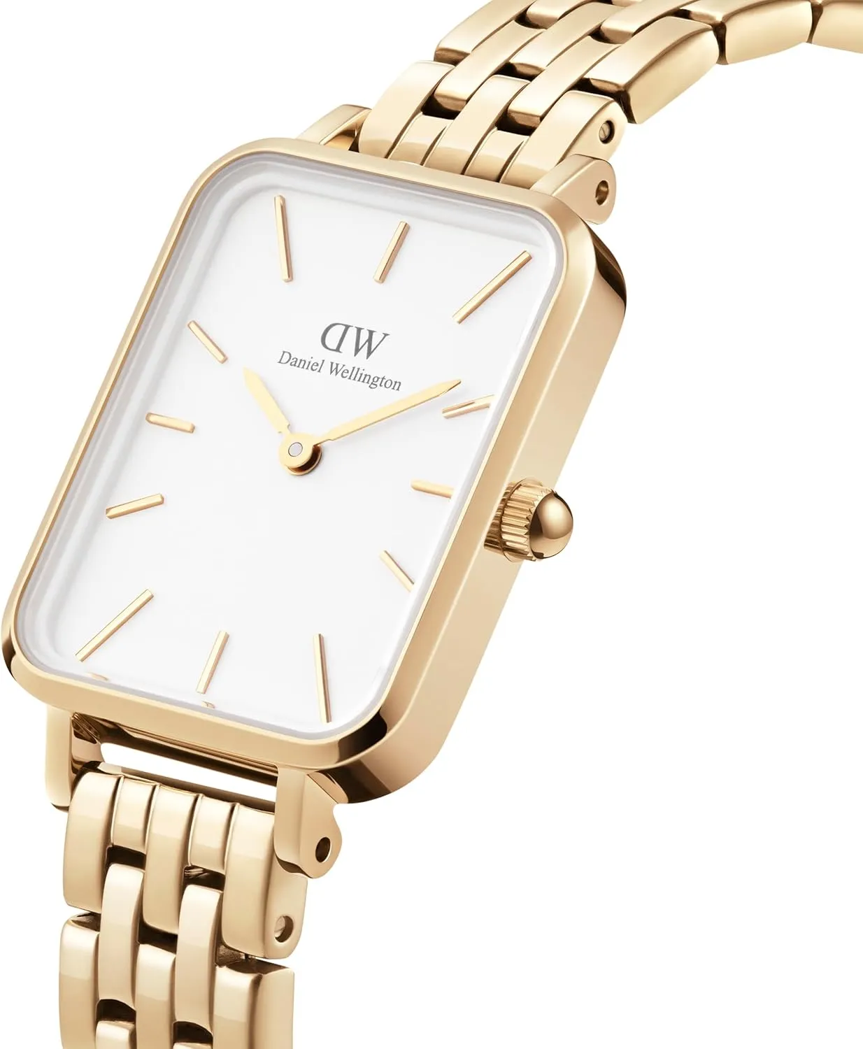 Daniel Wellington Quadro 5-Link Bezel Women's Watch – 20x26mm Square Case, Stainless Steel Strap, Japanese Quartz Movement, Water Resistant, Analog Watch for Women