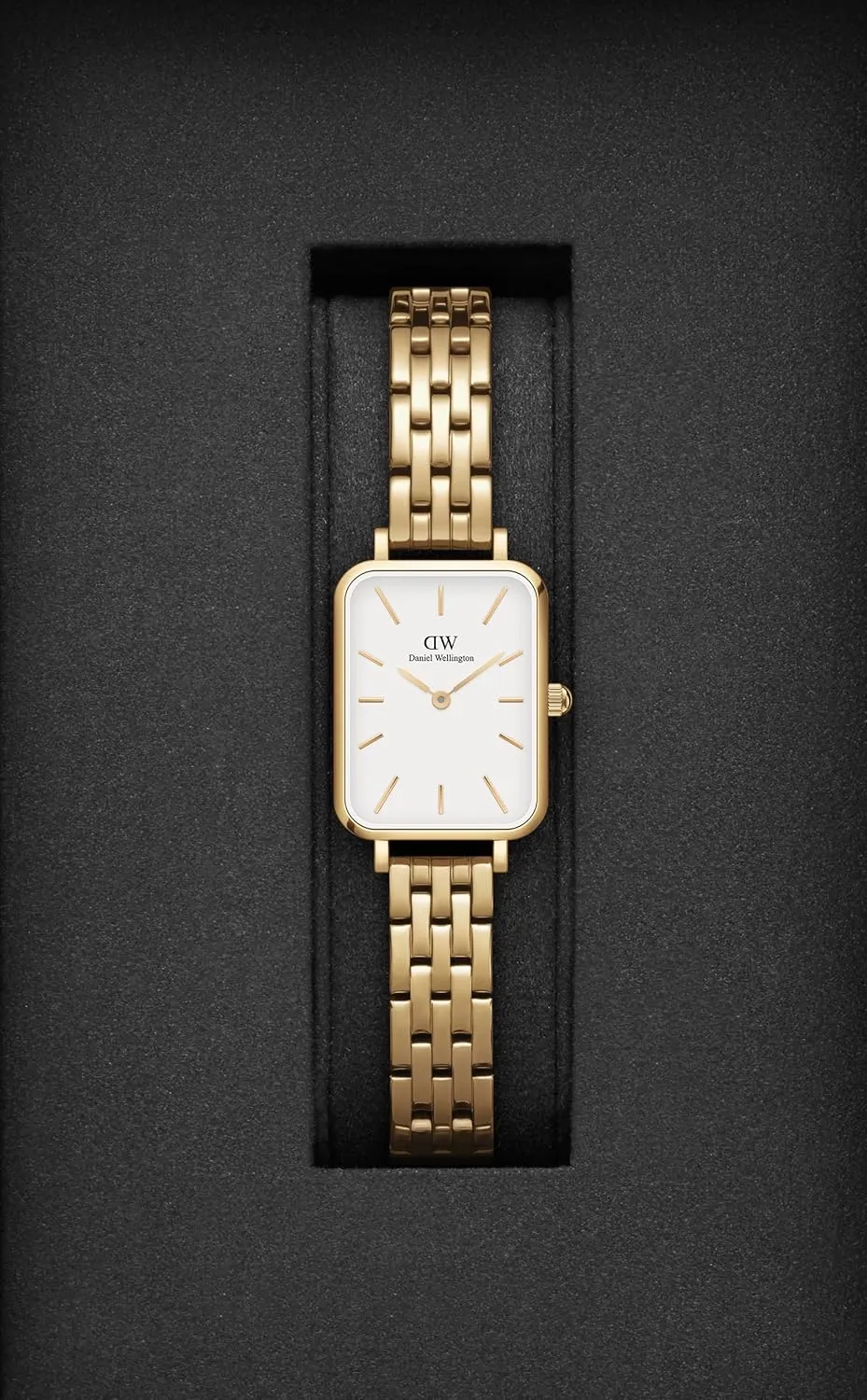 Daniel Wellington Quadro 5-Link Bezel Women's Watch – 20x26mm Square Case, Stainless Steel Strap, Japanese Quartz Movement, Water Resistant, Analog Watch for Women