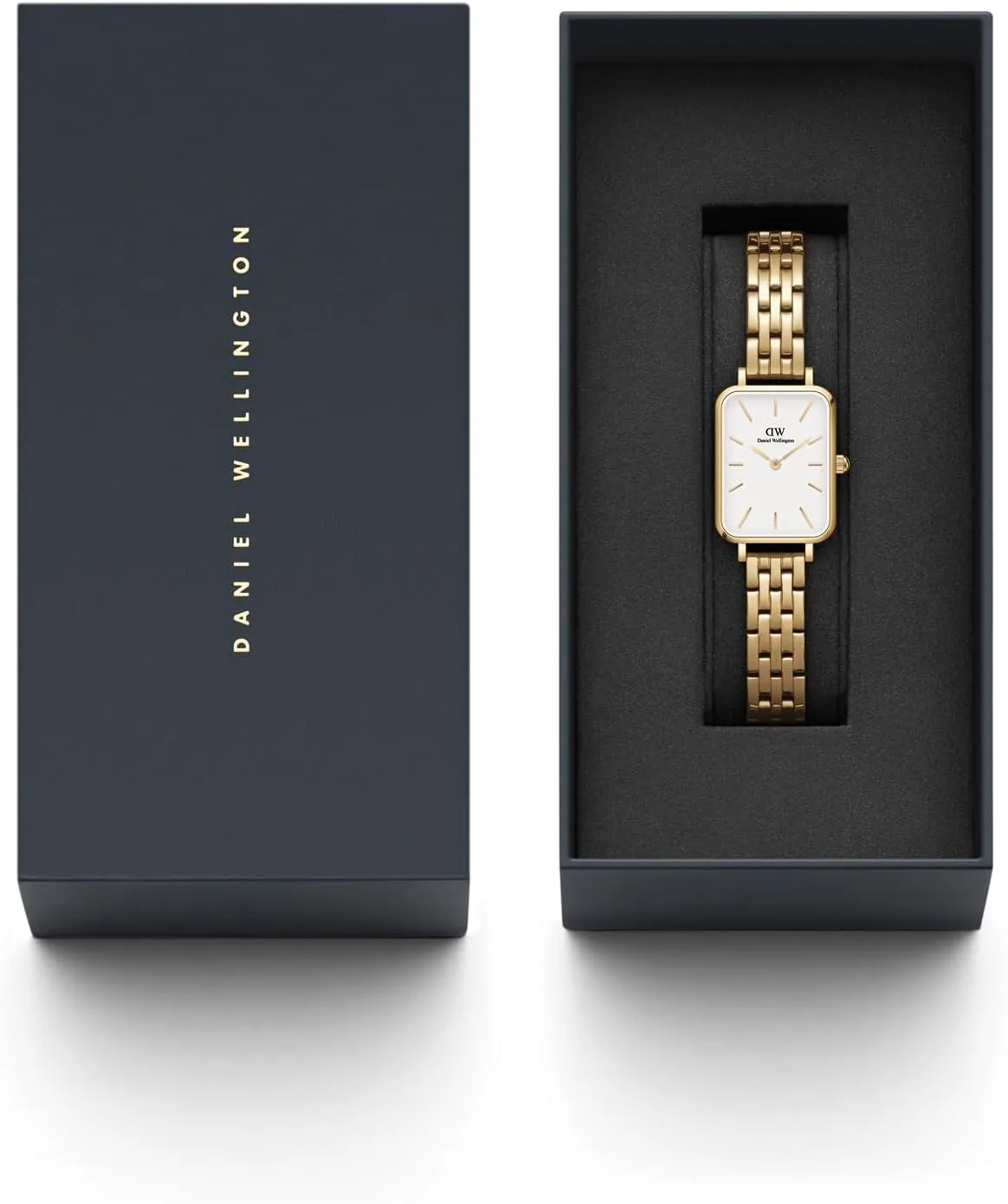 Daniel Wellington Quadro 5-Link Bezel Women's Watch – 20x26mm Square Case, Stainless Steel Strap, Japanese Quartz Movement, Water Resistant, Analog Watch for Women