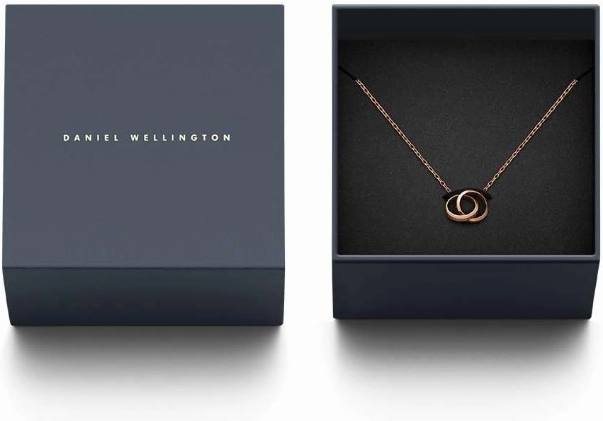 Daniel Wellington Elan Unity Pendant Necklace - 316L Stainless Steel, Interlocking Double Circle Ring Necklace for Women & Men, 44cm / 17.3 Inches
