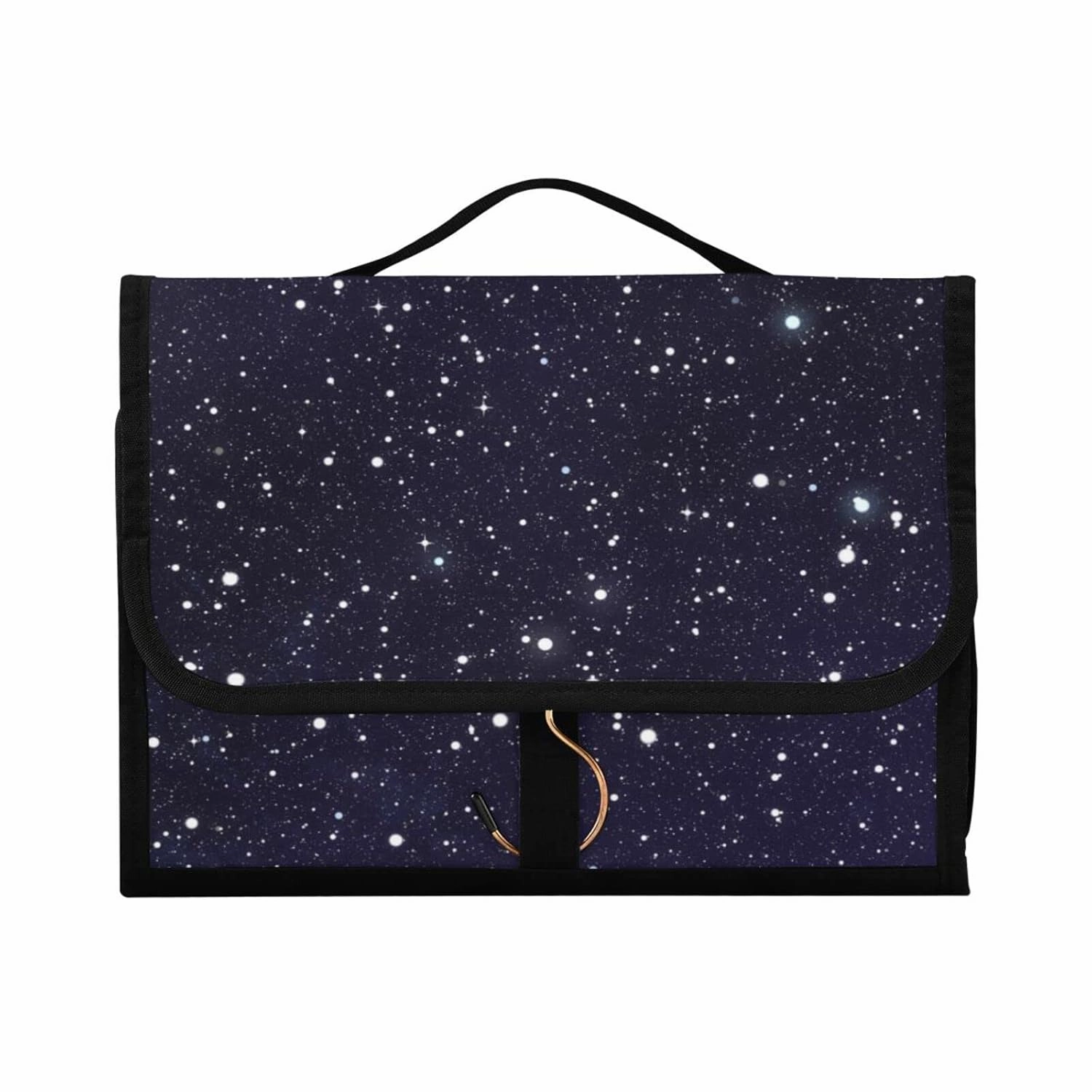 Dark Blue Galaxy Night Sky with Seamless Bright Stars 1 PC Hanging Toiletry Wash bag Portable Makeup Organizer Brush Storage Case Portable Travel Cosmetic with Hook