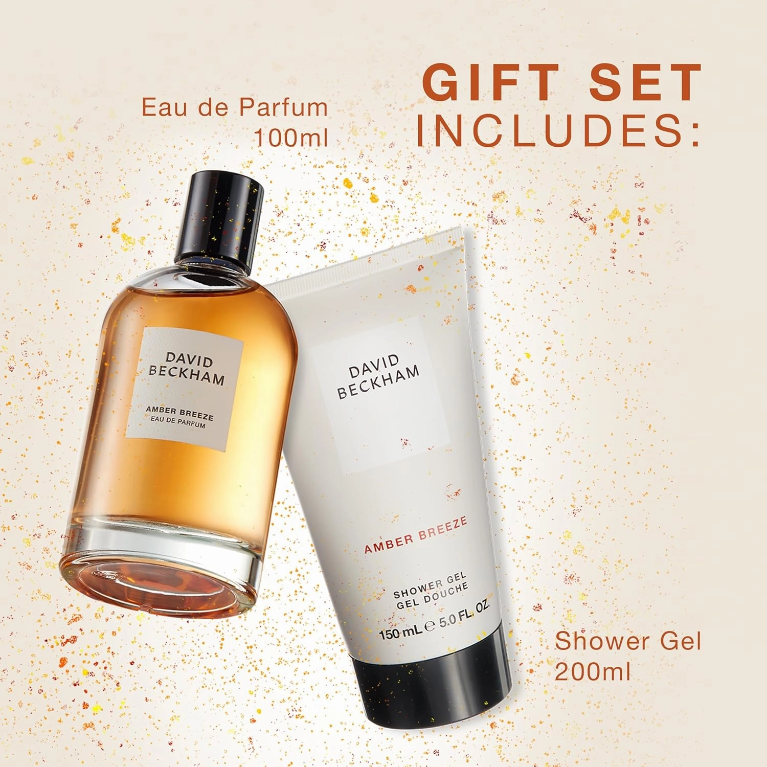 David Beckham Amber Breeze Eau de Parfum   Shower Gel Gift Set, Notes of Bargamot, Lavender, and Wood, Men's Fragrance, Long Lasting, Everyday Fragrance