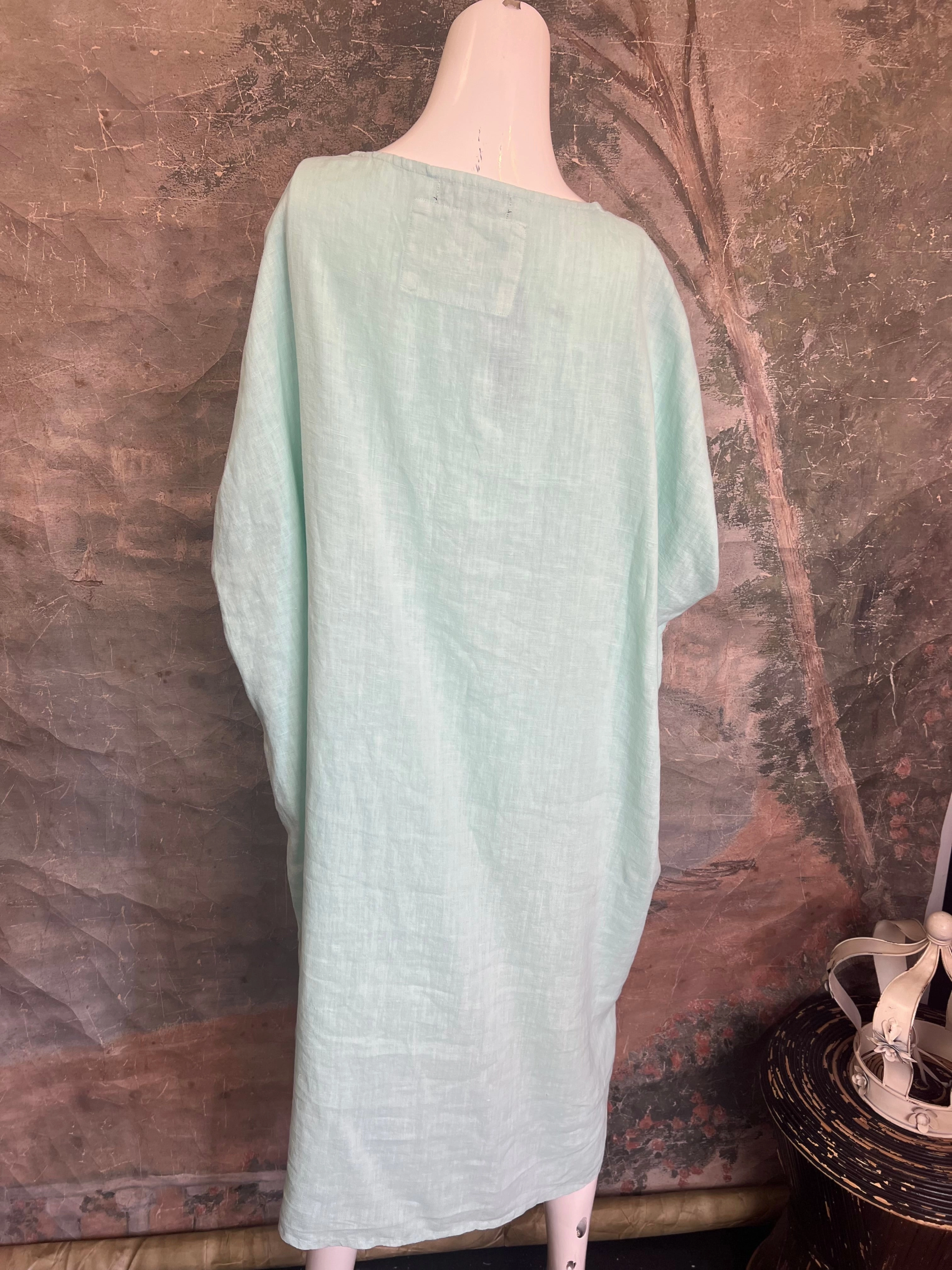 DDY670 Embroidered Boxy Dress-Jade