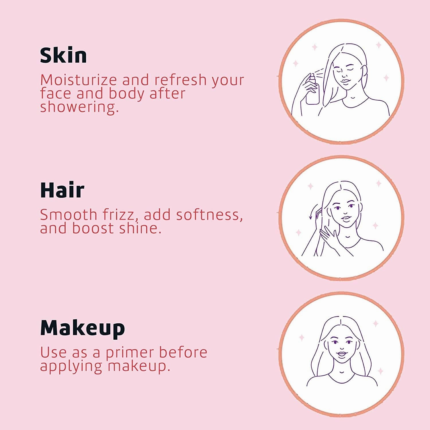 De La Cruz Rose Water and Glycerin for Face - Rosewater Facial Toner and Moisturizer for Skin and Hair 8 fl oz (236 mL) - 4 Bottles