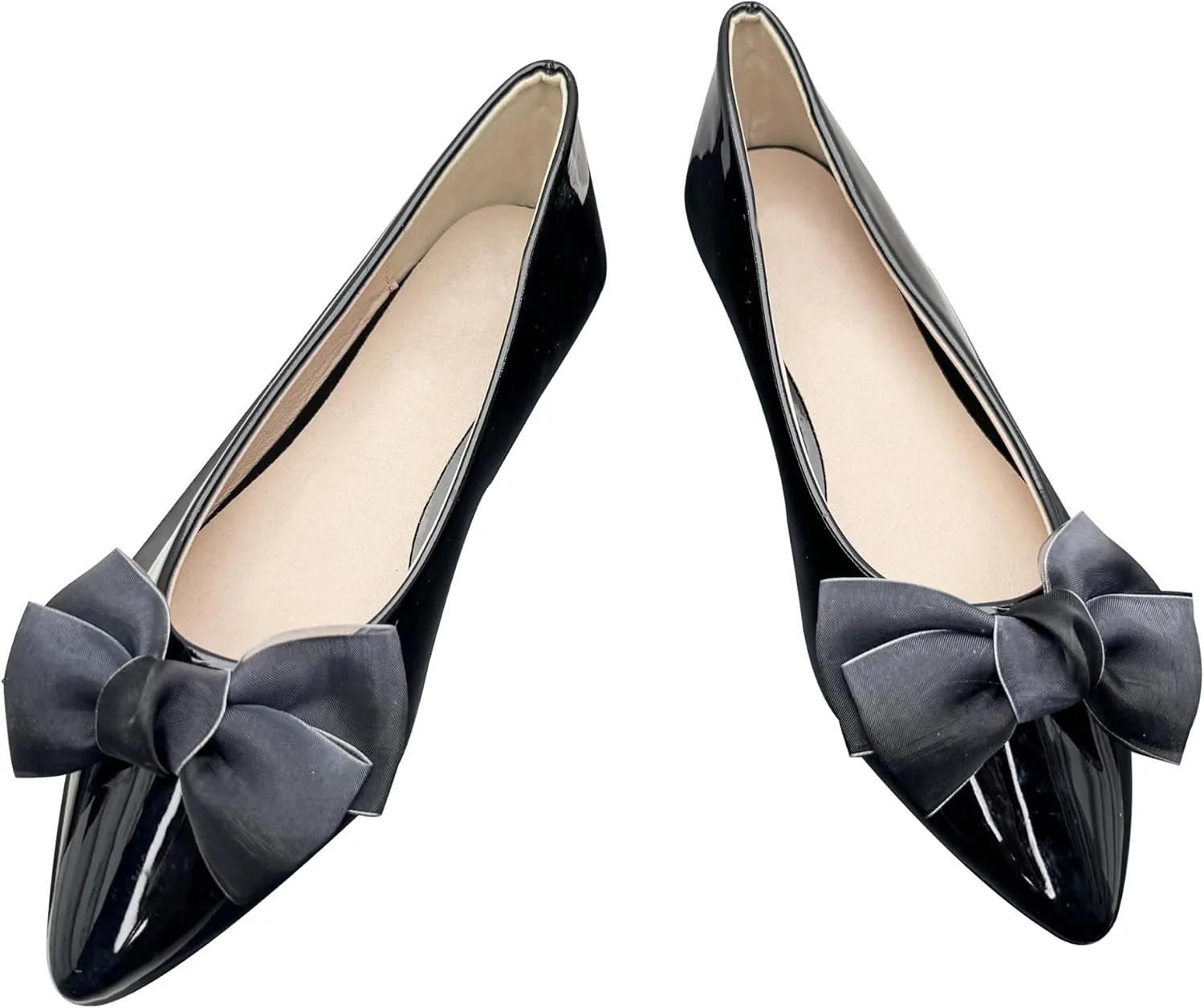 Dear Time Women's Bow Ballets Pointy Toe PU Leather Flats Shoes Slip-ons Casual Comfortable Loafers Walking Shoes for Women