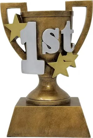 Decade Awards Stunning 3D Gold Cup Trophy for Champions | Exclusive 1st, 2nd, 3rd Place Awards | Celebrate Victory with Stunning Silver Accents & Stars - Engraved Plate on Request