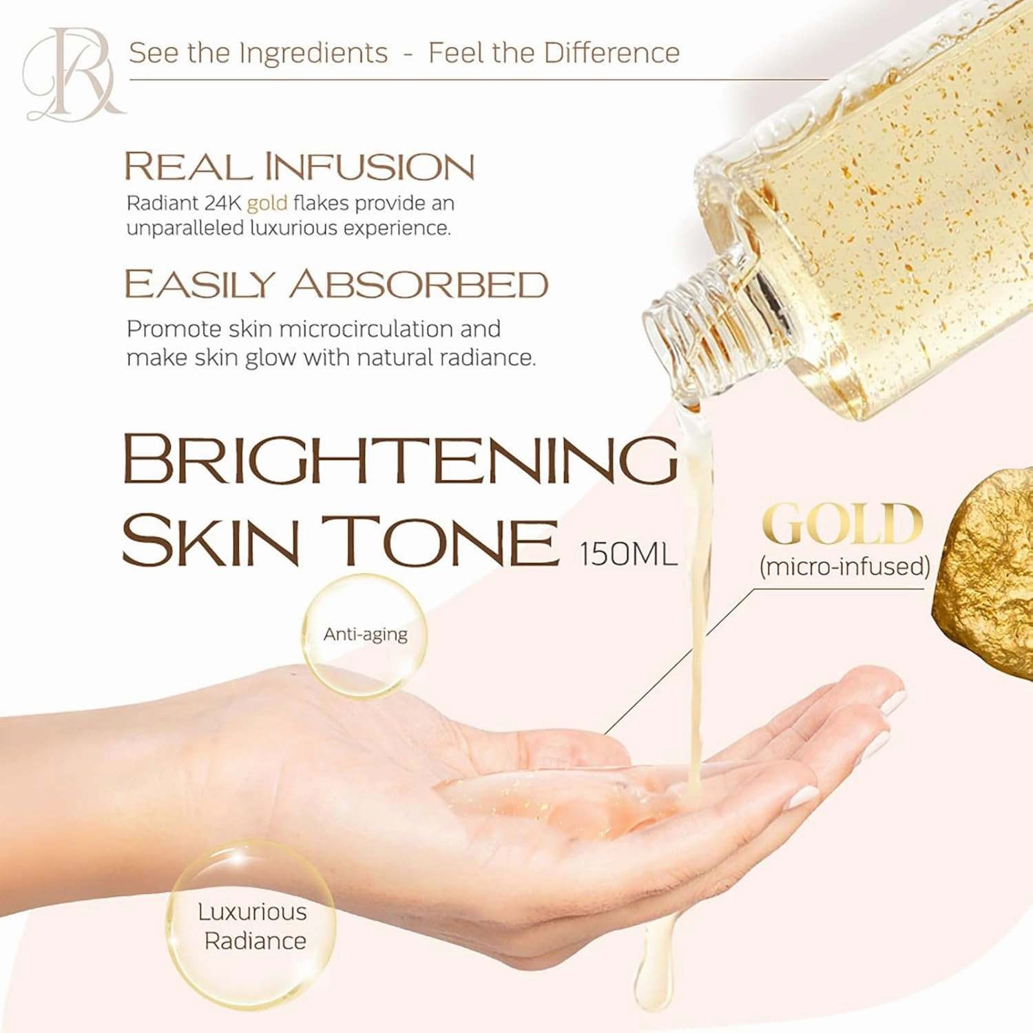 Decoder 24K Gold Brightening Face Toner, 10% High-Concentration Aloe Water, 2% Premium Rose Water, Centella and Niacinamide, Ideal for Sensitive Skin, Hydrating,Soothing. (5.29 Oz)