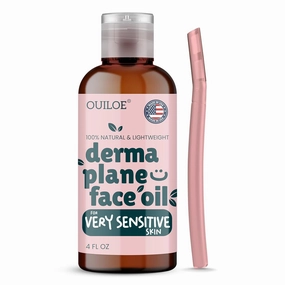 Dermaplane Oil for Women with Very Sensitive Skin - Lightweight Face Shaving Oil, Natural Facial Shave Oil - Use with a Dermaplaning Tool, Razor, Shaver or Microblade for Close Shave 4oz by Ouiloe