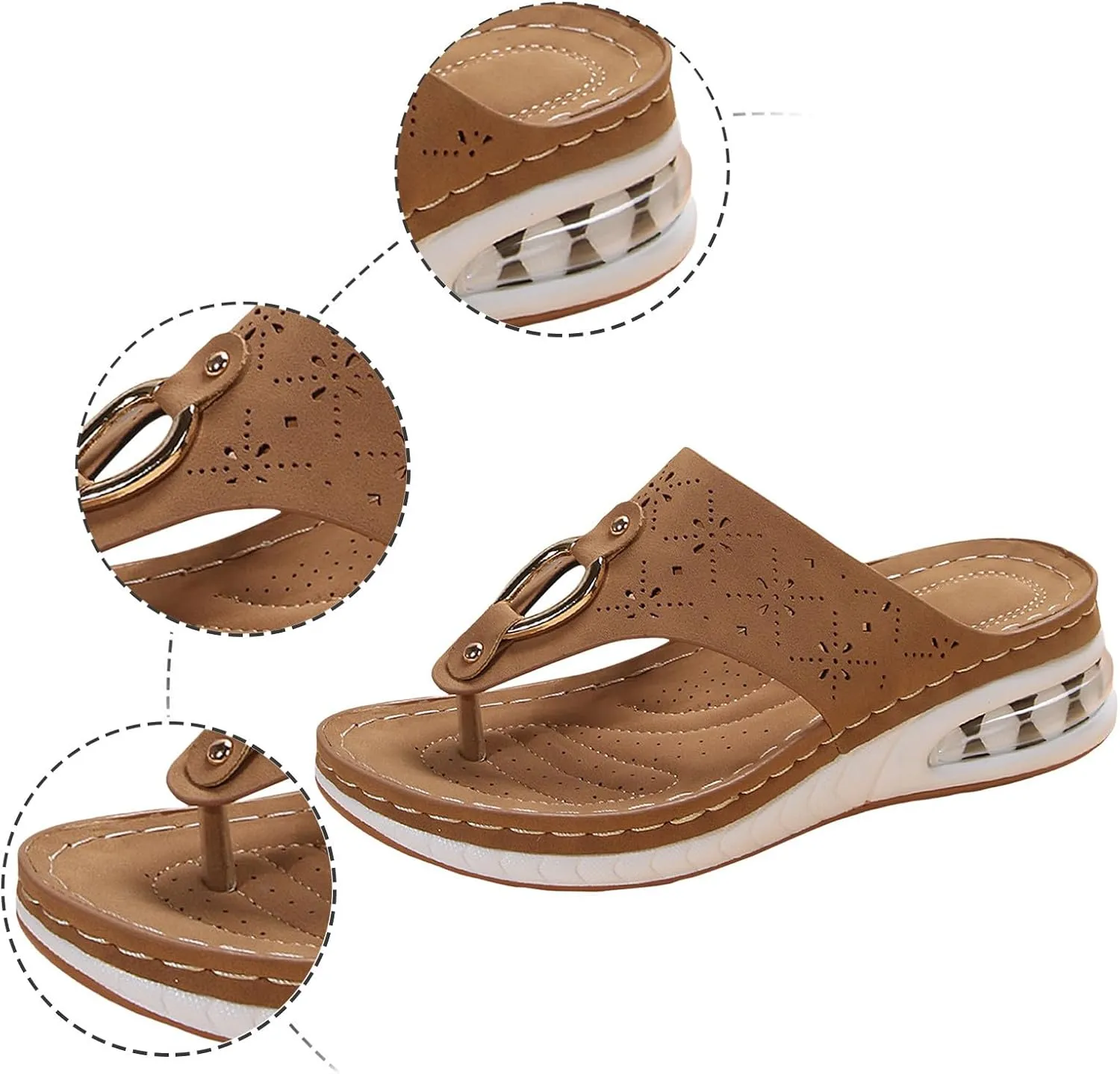 Dheva-C Orthopedic Sandals for Women,Womens Sandals with Arch Support Orthotic Sandals Flip Flops Wedge Walking Slippers Breathable Anti-Slip Sandals for Women Dressy Summer Travel Beach Flip Flops