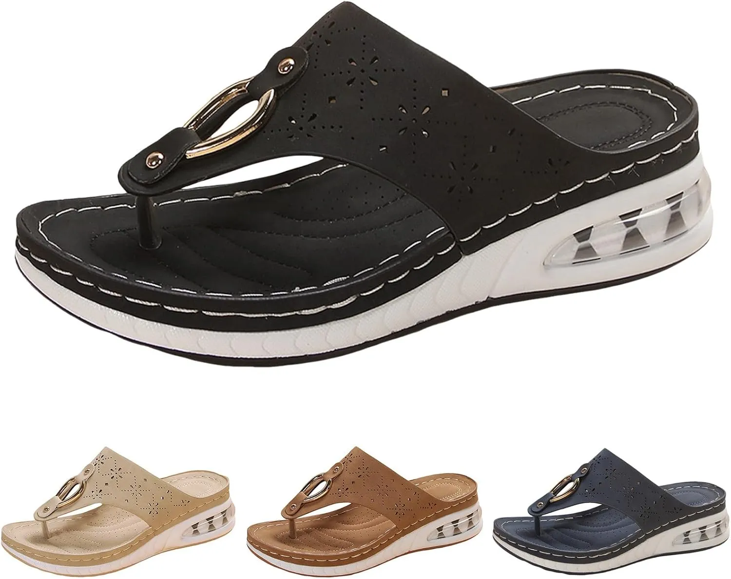 Dheva-C Orthopedic Sandals for Women,Womens Sandals with Arch Support Orthotic Sandals Flip Flops Wedge Walking Slippers Breathable Anti-Slip Sandals for Women Dressy Summer Travel Beach Flip Flops