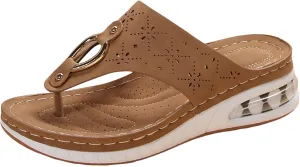 Dheva-C Orthopedic Sandals for Women,Womens Sandals with Arch Support Orthotic Sandals Flip Flops Wedge Walking Slippers Breathable Anti-Slip Sandals for Women Dressy Summer Travel Beach Flip Flops