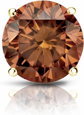 Diamond Wish 14k Yellow Gold 4-Prong Basket Round Brown Diamond SINGLE STUD Earring (1/6 cttw, Brown, SI1-SI2) SB