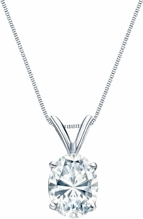 Diamond Wish IGI Certified 14k White Gold 4-Prong Basket Oval Cut Diamond Solitaire Pendant (1 CTTW, G-H, SI1-SI2)