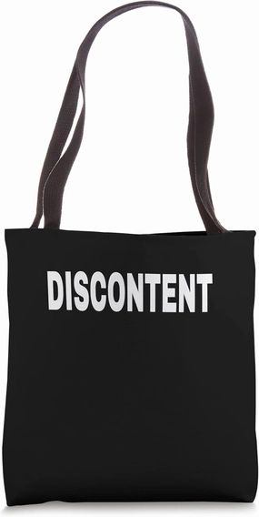 DISCONTENT Mood Emotion Bold White Text Apparel Tote Bag