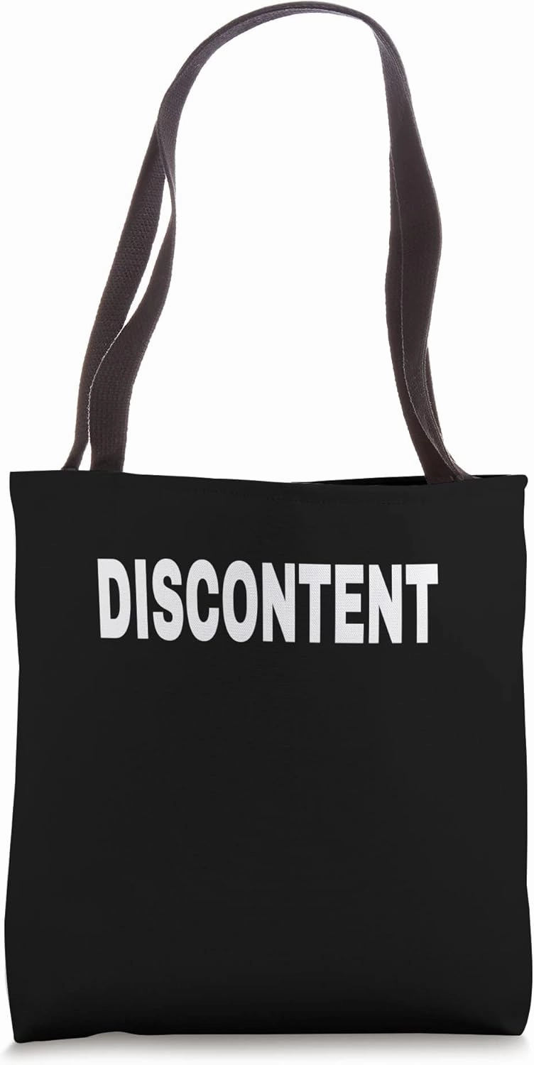 DISCONTENT Mood Emotion Bold White Text Apparel Tote Bag