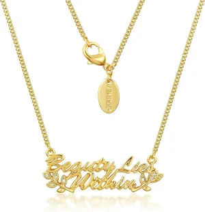 Disney Couture Beauty and the Beast Beauty Lies Within Necklace - Yellow Gold Plated